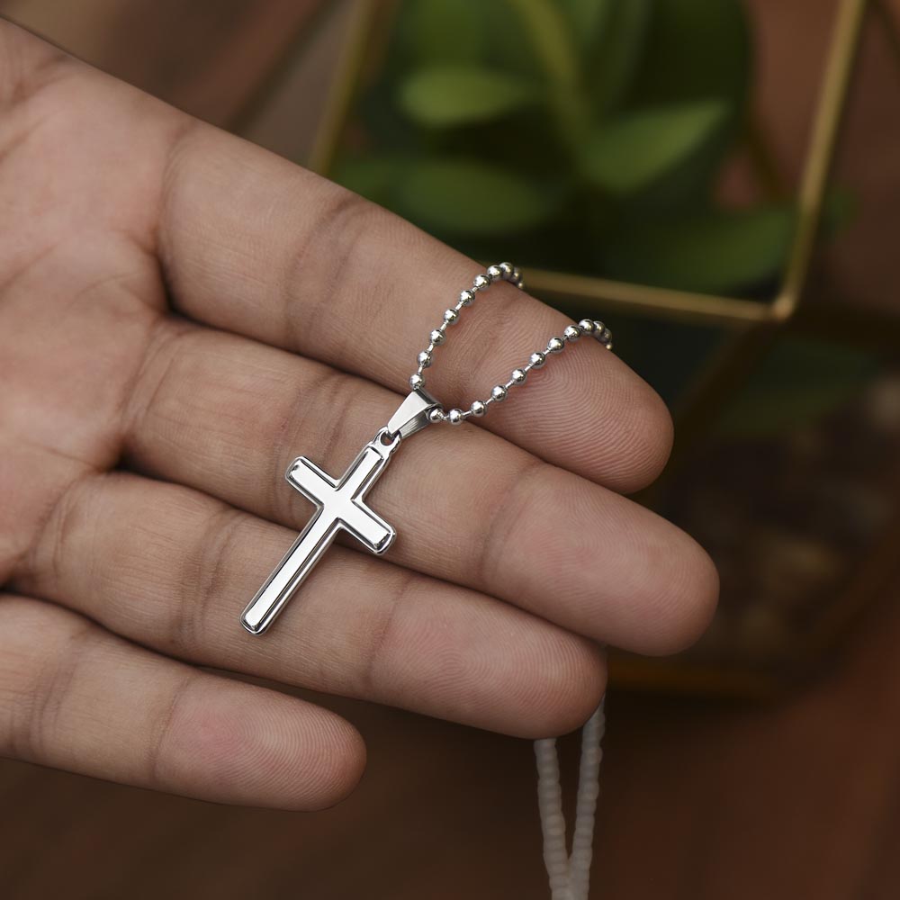 Grandmother Stainless Cross Necklace with Ball Chain