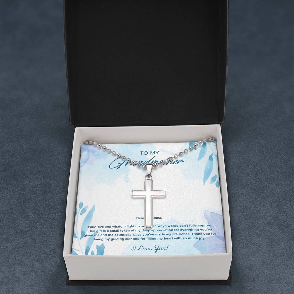 Grandmother Stainless Cross Necklace with Ball Chain