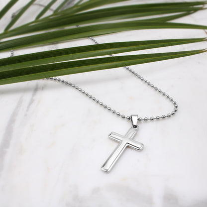 Grandmother Stainless Cross Necklace with Ball Chain