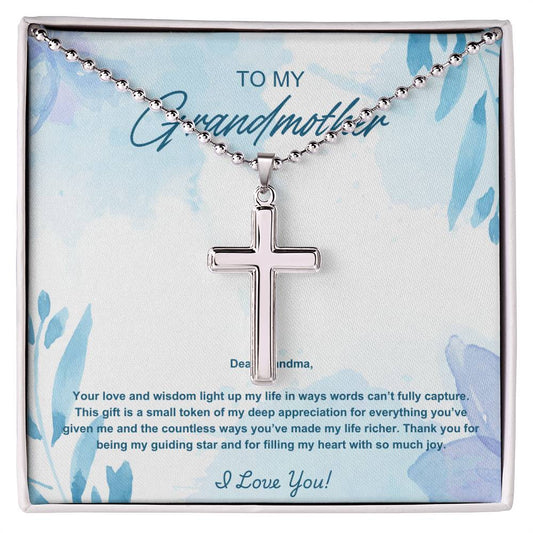 Grandmother Stainless Cross Necklace with Ball Chain