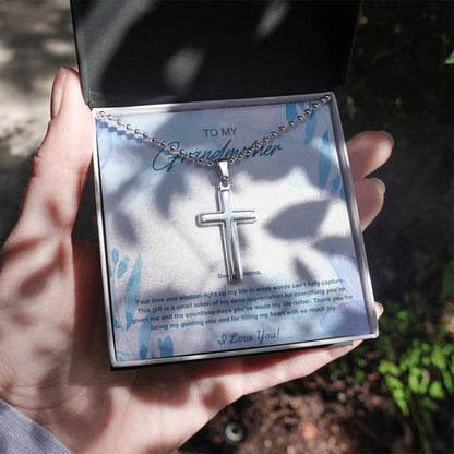 Grandmother Stainless Cross Necklace with Ball Chain