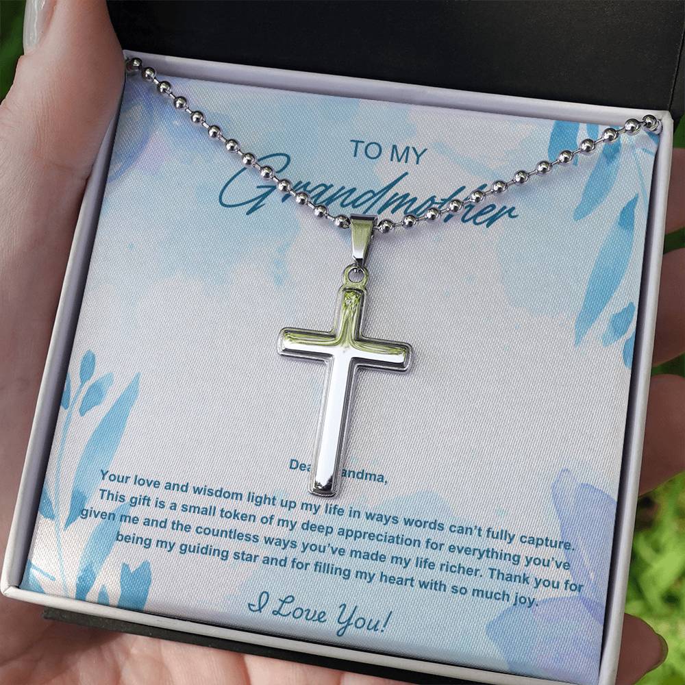 Grandmother Stainless Cross Necklace with Ball Chain