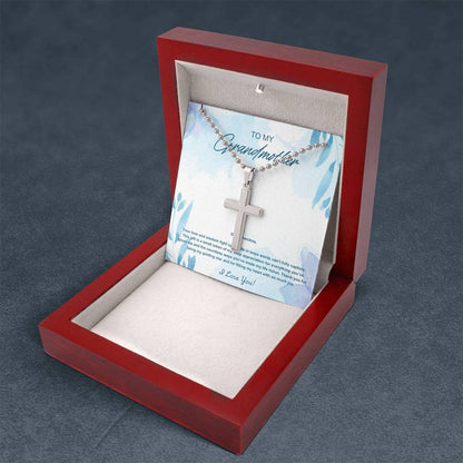 Grandmother Stainless Cross Necklace with Ball Chain