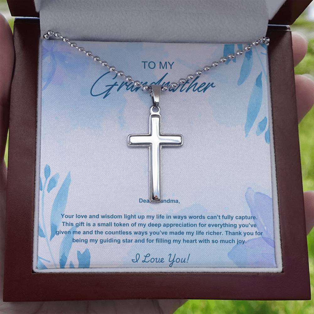 Grandmother Stainless Cross Necklace with Ball Chain